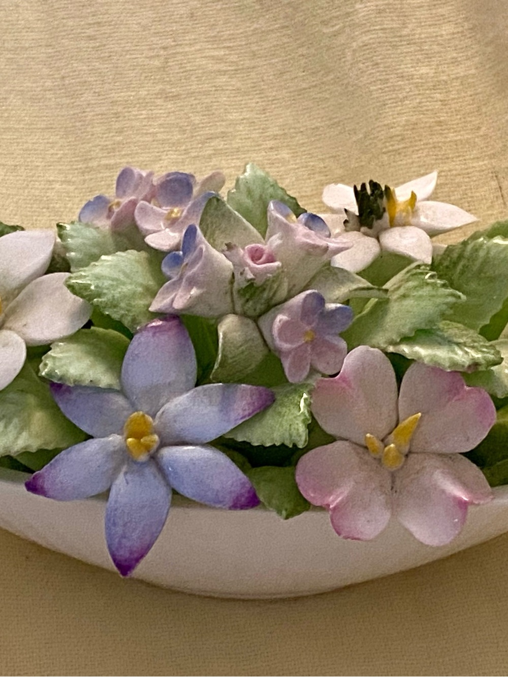 Royal Doulton Porcelain Floral Bowl in Pastel Purple, Pink & Green